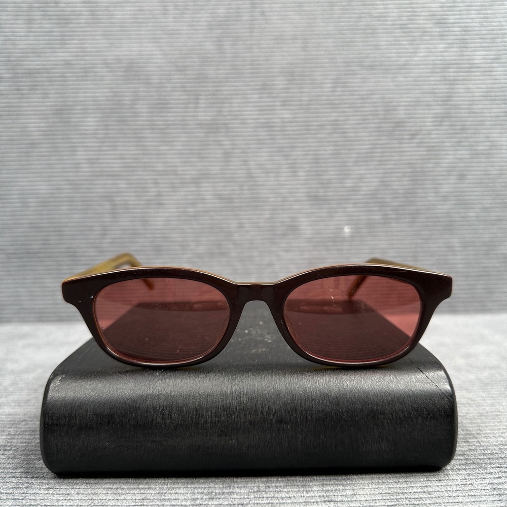 Made in Japan Two-Tone Acetate Y2K Sunglasses Mahogany Amber Rose Tint 51-19-143